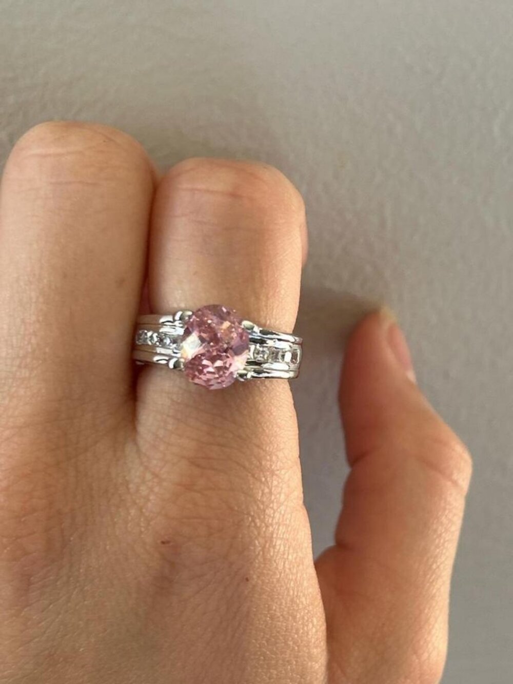 925 Sterling Silver Pink Amethyst Ring